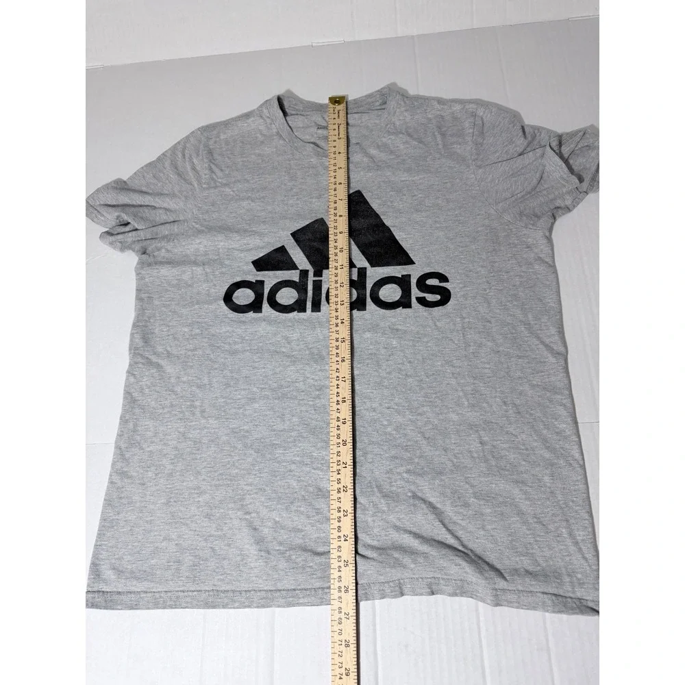 Adidas Amplifier Tee Mens Large Gray Black Logo Short Sleeve Graphic T-Shirt